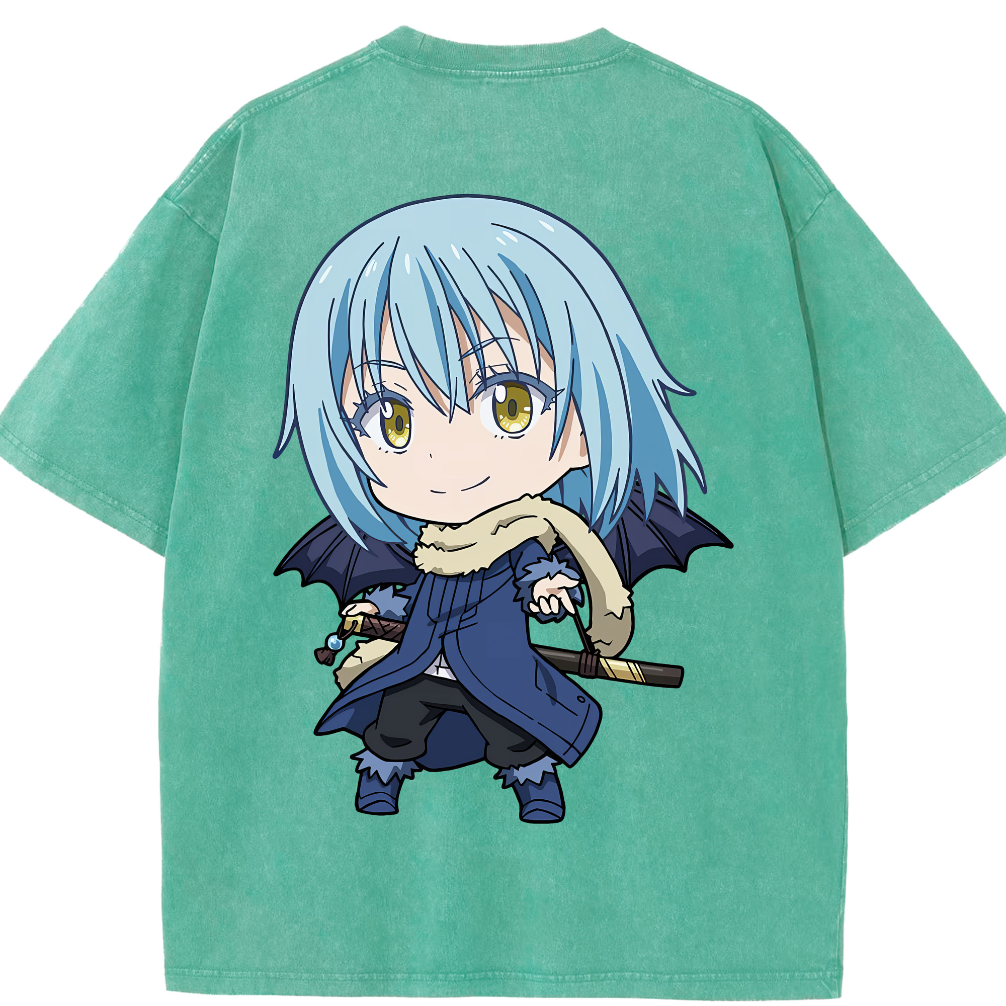 （画像用） 転スラ Regarding Reincarnated to Slime 綿100% ヴィンテージ風 半袖Tシャツ（背面プリント）